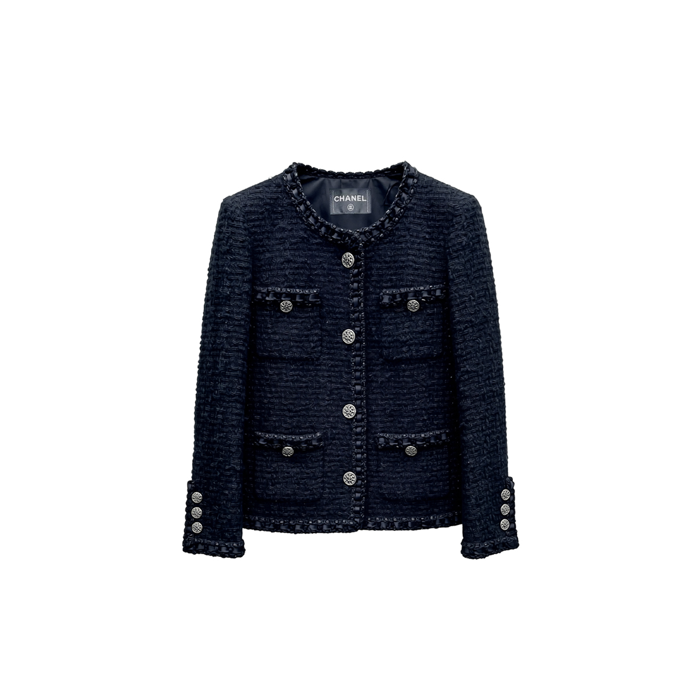CHANEL BLACK FANTASY TWEED WOOL JACKET 